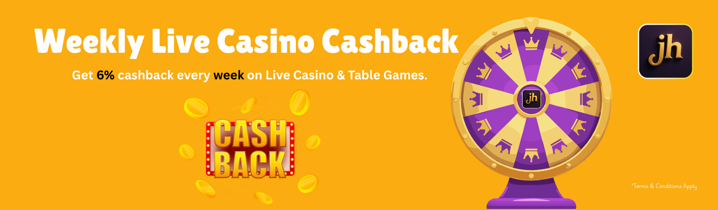 Weekly Cashback on Live Casino & Table Games